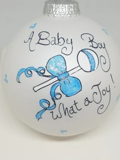 Baby Boy Joy Painted Heartfelt Glass Ornament