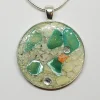 Crushed Clam And Blue Abalone Shell Jewelry Pendant