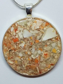 Crushed Lobster And Clam Shell Jewelry Pendant