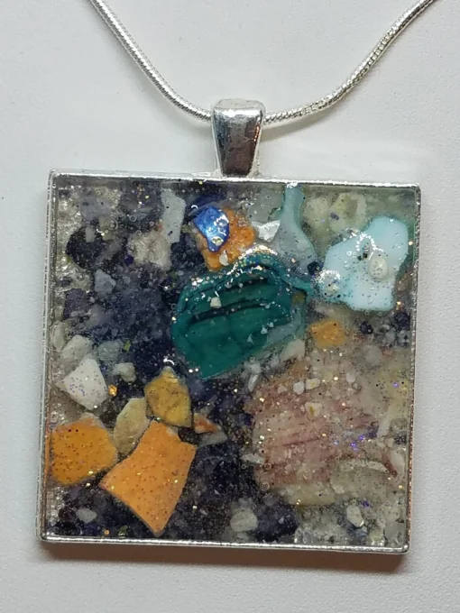 Crushed Mussel Clam Lobster Blue Abalone Shell Jewelry Pendant