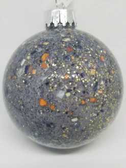 Crushed Mussel Shell With Lobster Shell And Glitter Accents Glass Ball Ornament