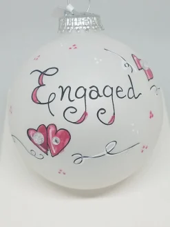 Engaged Hearts Engagement Painted Heartfelt Glass Ornament
