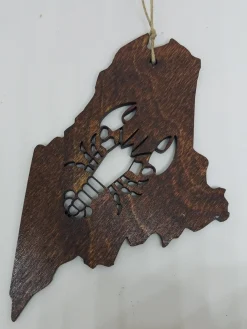 Lobster Maine State Dark Wood Ornament
