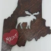 Moose Maine State Dark Wood Ornament