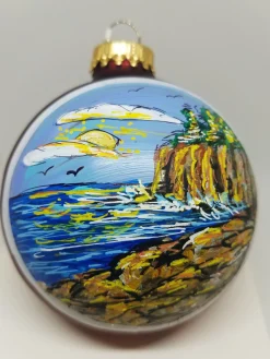 Otters Cliffs Acadia Painted Glass Ornament