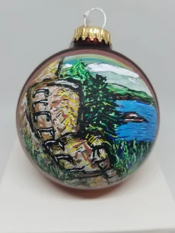 Precipice Acadia Trail Glass Ornament
