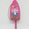 Red And White Striped Lighthouse On Pink Buoy Ornament