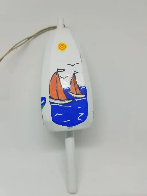 Sailboats On White Buoy Ornament