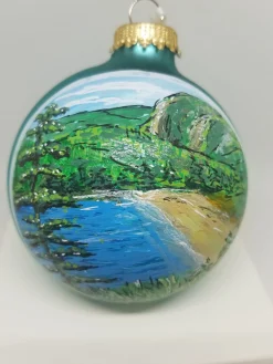 Sand Beach With Beehive Acadia Painted Glass Ornament