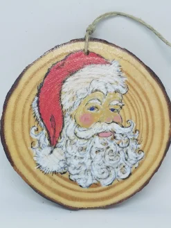 Santa Clause On Wood Ornament