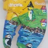White Lighthouse With Cottages And Puffins Painted Lobster Claw Ornament